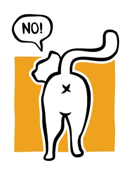 Cute cat showing butt cartoon illustration with humor typography design suitable for prints. vector