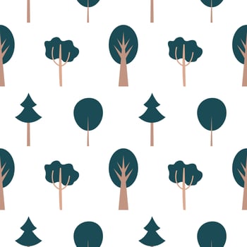 flat forest with trees seamless pattern vector