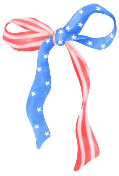 Coquette Ribbon Bow 4th of July watercolor png