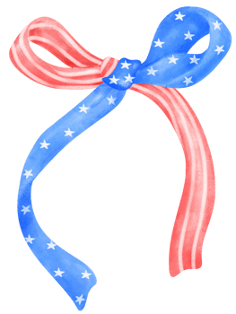 Coquette Ribbon Bow 4th of July watercolor png