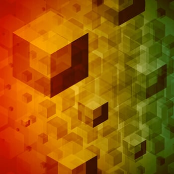 Orange and Green Abstract Background With Squares and Rectangles vector