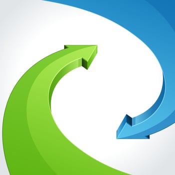 Opposing Green and Blue Arrows vector
