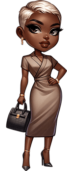AI generated Stylish Chibi Woman in Business Attire with Handbag png