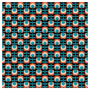 Retro 70s 60s Groovy Mid Century Red And Blue Flowers Pattern png