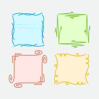 Set of colorful hand drawn square frames vector