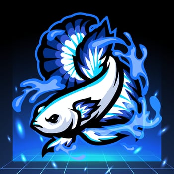 Blue rim Betta fish mascot. esport logo design vector