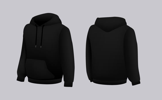 Blank black hoodie template. Long sleeve sweatshirts template with clipping path, gosh for printing. vector