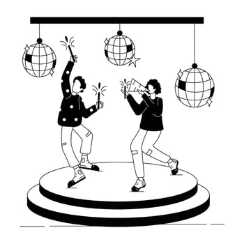 Cultural Events and Party Celebrations Linear Illustrations vector