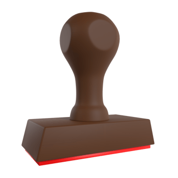 a rubber stamp with a brown base and red stamp png