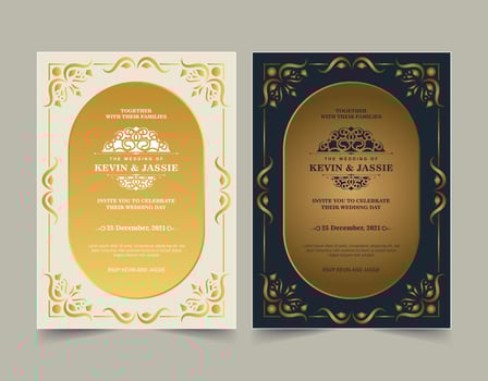 Luxury vintage golden invitation card template vector