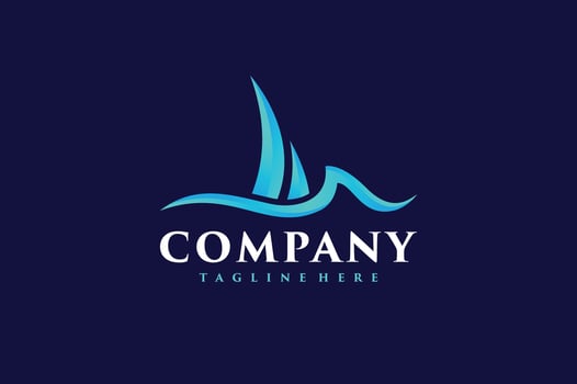 sail ship waves logo vector