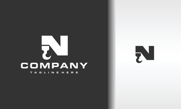 letter N hook logo vector