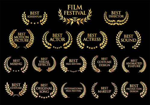 Collection of Award Laurel Wreaths for Cinema Festivals illustration vector