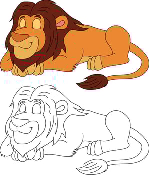 Lion Clipart Set. Cartoon Wild Animals Clipart Set for Lovers of Wildlife vector
