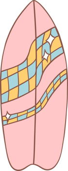 Groovy retro summer surfboard png