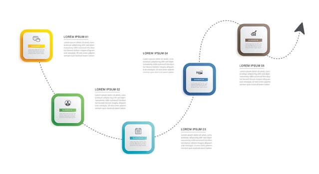 5 data infographics timeline template. Illustration business abstract background. vector