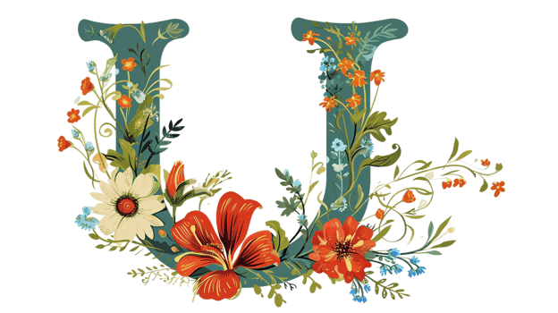 AI generated A Floral Journey through the Letter U on Transparent Background png