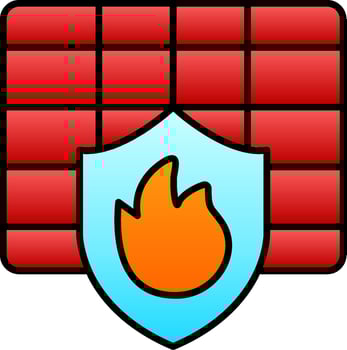 Firewall Line Filled Gradient  Icon vector