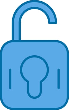 Unlock Filled Blue  Icon vector