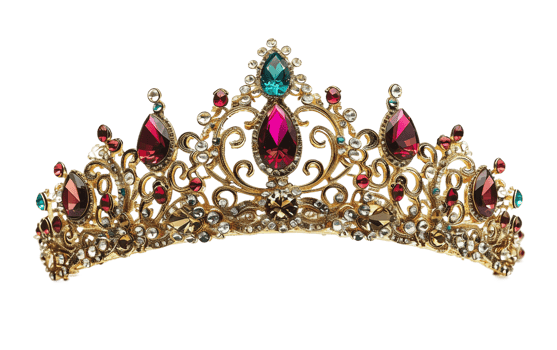 Royal Gemstone Crown Display on the transparent background, Format png