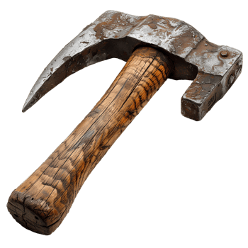 AI generated Old rusty axe PNG. Pick axe top view isolated. Pick axe flat lay PNG. Pick axe for gardening png