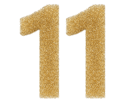Number 11 golden glitter png