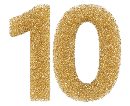 Number 10 golden glitter png
