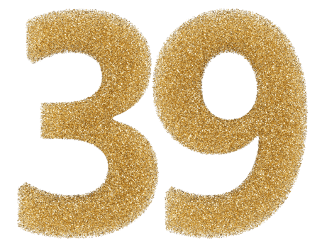 Number 39 golden glitter png