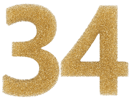 Number 34 golden glitter png
