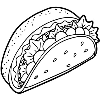 Taco outline illustration coloring book page line art drawing vector