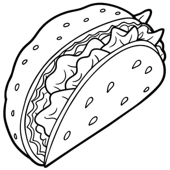 Taco outline illustration coloring book page line art drawing vector