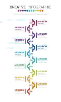 Presentation business infographic template, Timeline for 12 months, 1 year, can be used for workflow, process diagram, flow chart. vector