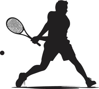 Victory Vortex Badge Tennis Player Vector Logo for Winning Vibe Slam Dunk Dynamo Crest Male Tennis Player Icon in Athletic Action