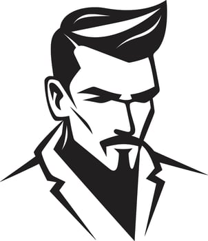 Timeless Profile Insignia Classic Male Face Vector Icon for Enduring Style Striking Symmetry Badge Vector Logo for Balanced Male Face Illustration