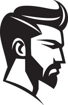 Contemporary Confidence Badge Male Face Vector Icon with Bold Presence Chiseled Charm Crest Vector Design for Attractive Male Face Logo