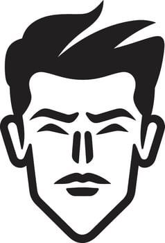 Contemporary Charisma Insignia Male Face Icon in Modern Artistic Form Rugged Resilience Badge Vector Design for Strong Male Face Logo