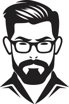 Contemporary Confidence Insignia Male Face Icon with Bold Presence Chiseled Charm Badge Vector Design for Attractive Male Face Logo