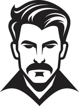 Poised Profile Badge Vector Design for Graceful Male Face Illustration Bold Gaze Crest Confident Male Face Vector Icon for Striking Presence
