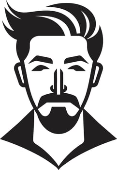 Suave Silhouette Badge Stylish Male Face Vector Design with Smooth Lines Rugged Resilience Crest Strong Male Face Logo Design for Impactful Presence