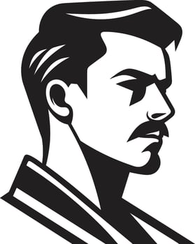 Chiseled Charm Insignia Attractive Male Face Icon in Striking Detail Suave Silhouette Badge Stylish Male Face Vector Design with Smooth Lines