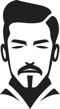 Rugged Resilience Crest Strong Male Face Logo Design for Impactful Presence Expressive Elegance Insignia Vector Logo for Artistic Male Face Illustration
