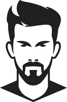 Sculpted Symmetry Crest Refined Male Face Logo Design with Balanced Features Dapper Charm Insignia Stylish Male Face Vector Icon for Fashionable Appeal
