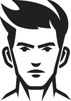 Bold Gaze Crest Confident Male Face Vector Icon for Striking Presence Striking Sophistication Insignia Bold Male Face Logo Design with Impactful Style