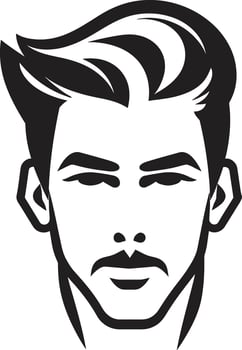 Striking Sophistication Insignia Bold Male Face Logo Design with Impactful Style Timeless Trademark Badge Classic Male Face Vector Icon for Iconic Branding