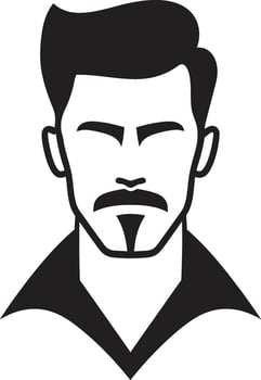Genteel Gaze Insignia Elegant Male Face Icon with Refined Features Poised Profile Badge Vector Design for Graceful Male Face Illustration