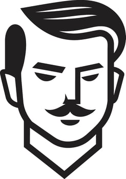 Contemporary Confidence Crest Male Face Icon with Bold Presence Chiseled Charm Badge Vector Design for Attractive Male Face Logo