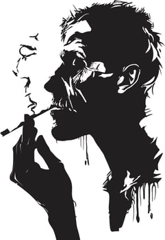 Antique Ash Insignia Smoking Gentleman Skeleton Vector Logo for Vintage Allure Cigar Connoisseur Crest Vector Design for Smoking Skeleton Icon with Sophistication