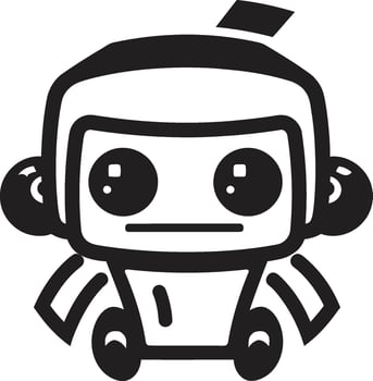 Whiz Widget Crest Adorable Robot Logo for Tech Conversations Micro Marvel Badge Compact Robot Vector Icon for Conversational Magic