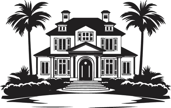 Urban Utopia Crest Vector Design of a Modern Villa for City Living Sky High Residences Insignia Iconic Logo Featuring Modern Villa Silhouette