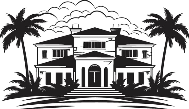 Luxe Living Badge Opulent Modern Villa Icon for Premium Branding Urban Utopia Insignia Stylish Emblem with Modern Villa Design vector